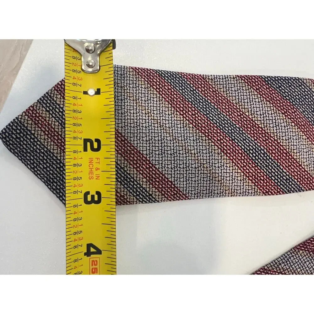 Lanvin Paris Men’s 100% Silk Neck Tie Red Blue Silver Gold